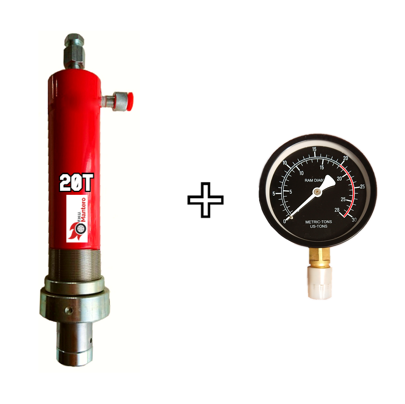 Siłownik 20T + Manometr 20T